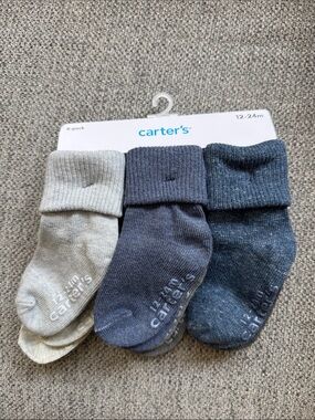 Carter's 6-Pack Baby Socks in Gray, Navy, and Denim Blue